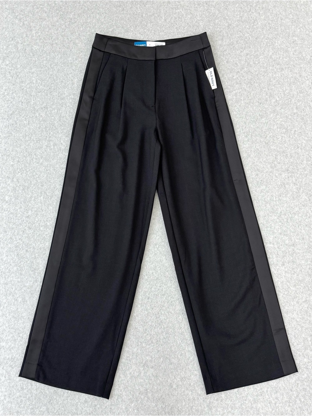 Old Navy Wide Leg Tuxedo Pants Womens 0 Black Extra High Rise Formal Event NWT